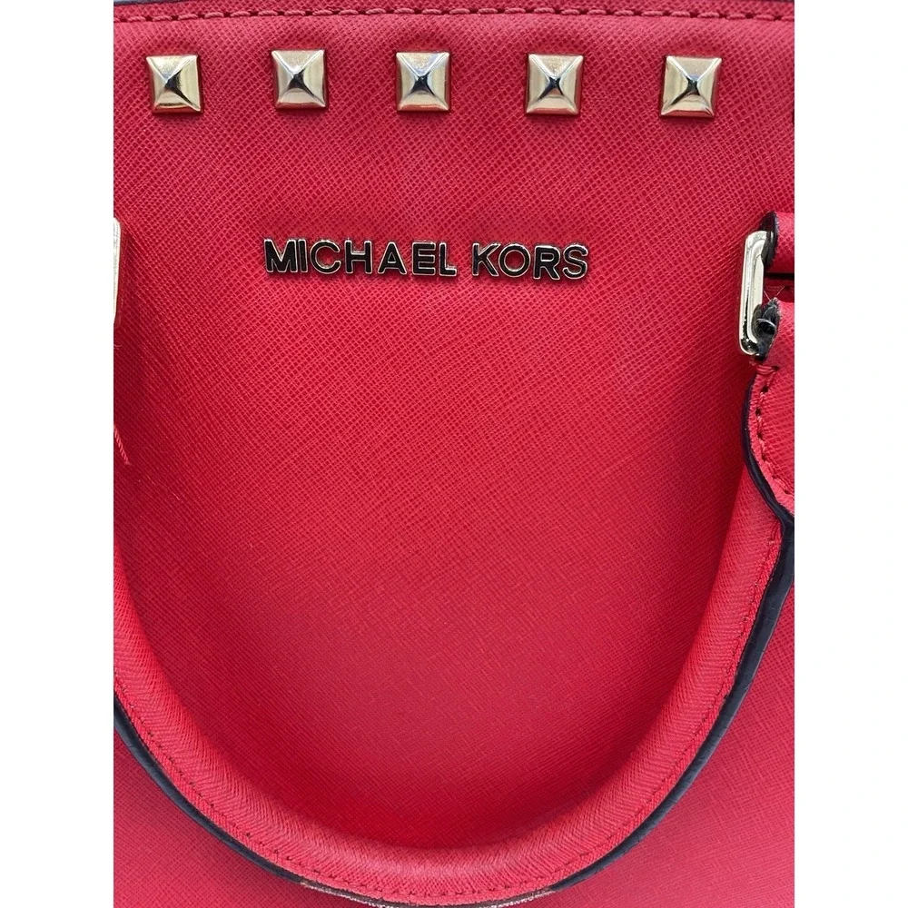 Michael Kors Studded Red Large Selma Studded Saffiano Tote